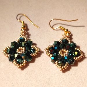 Handmade Gold and Crystal Dangle Earrings Jewelry